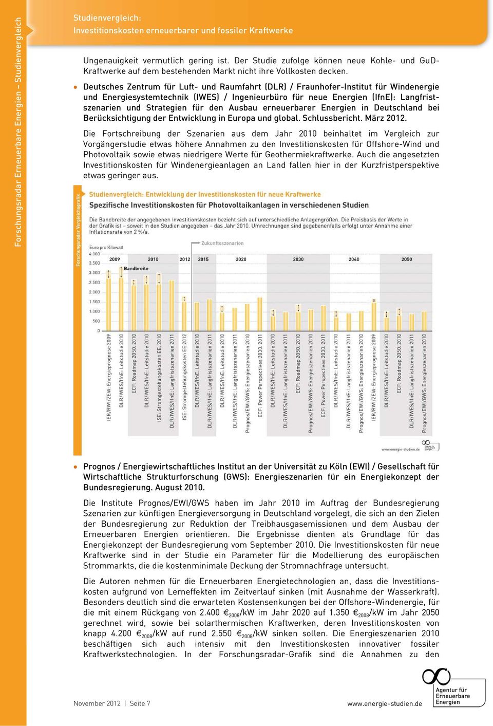 den Ausbau erneuerbarer Energien in Deutschland bei Berücksichtigung der Entwicklung in Europa und global. Schlussbericht. März 2012.