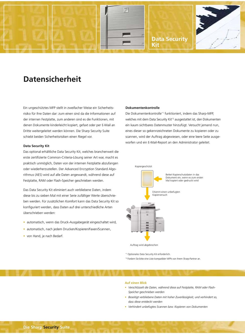 Die Sharp Security Suite schiebt beiden Sicherheitsrisiken einen Riegel vor.