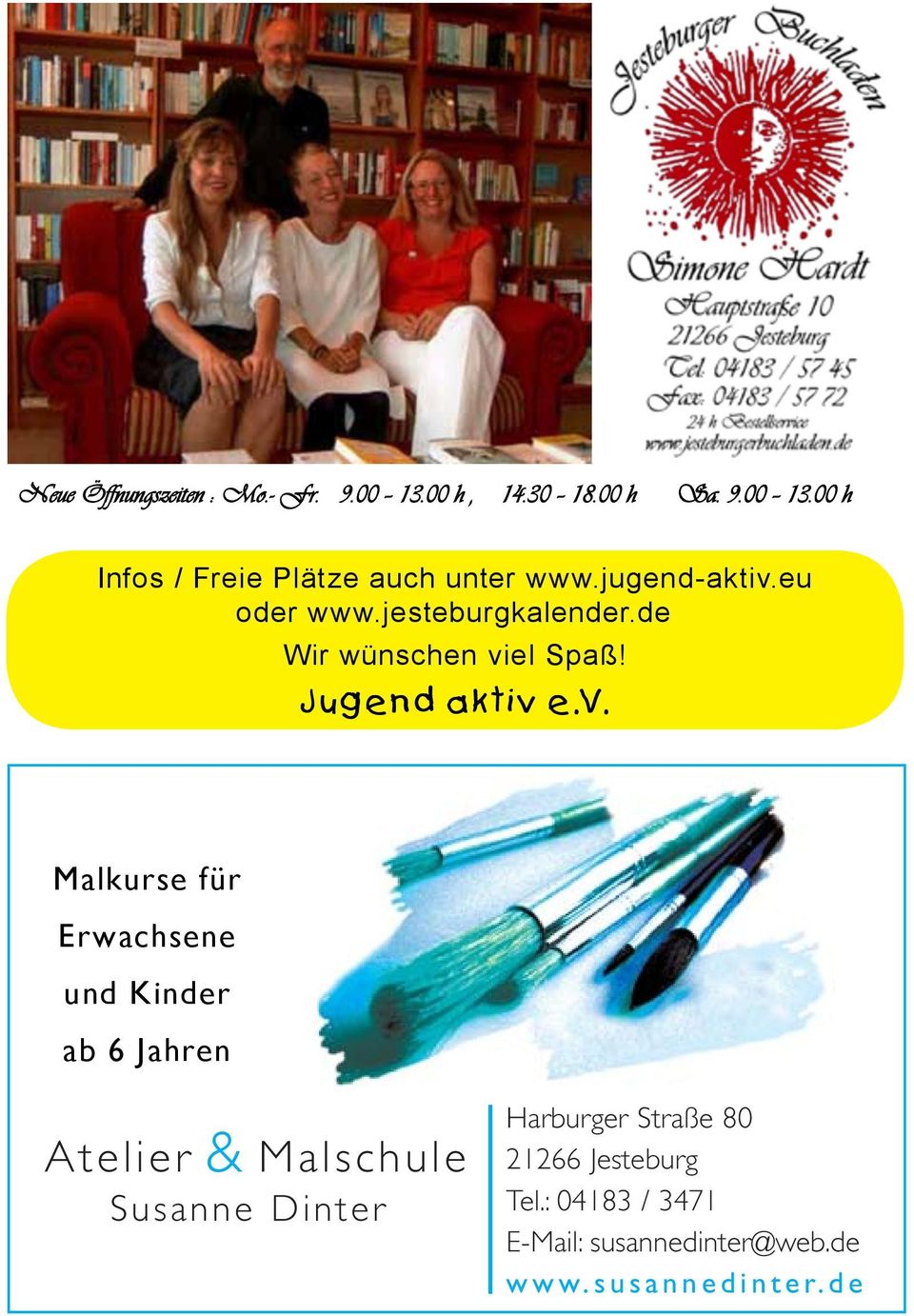 Malkurse für Erwachsene und Kinder ab 6 Jahren Atelier & Malschule Susanne nter Harburger