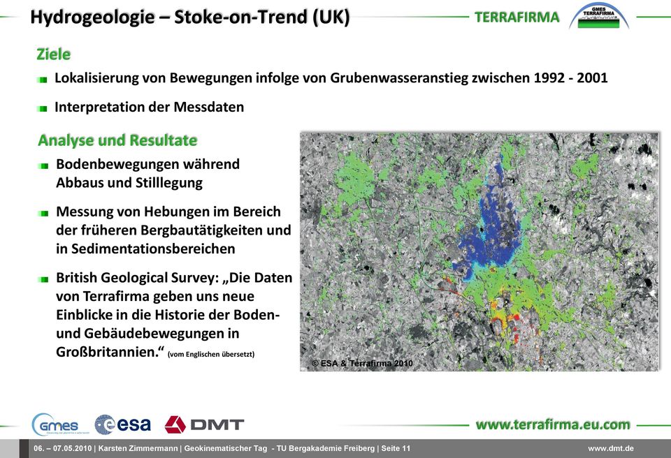 und in Sedimentationsbereichen British Geological Survey: Die Daten von Terrafirma geben uns neue Einblicke in die Historie der Bodenund