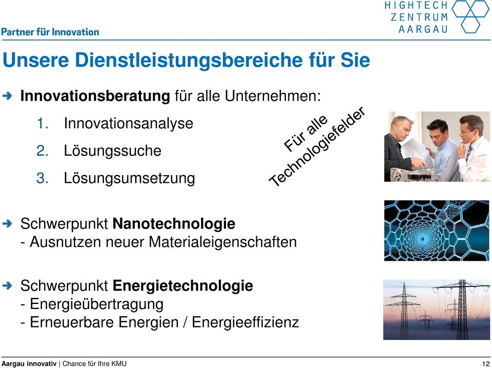 Lösungsumsetzung Schwerpunkt Nanotechnologie - Ausnutzen neuer Materialeigenschaften