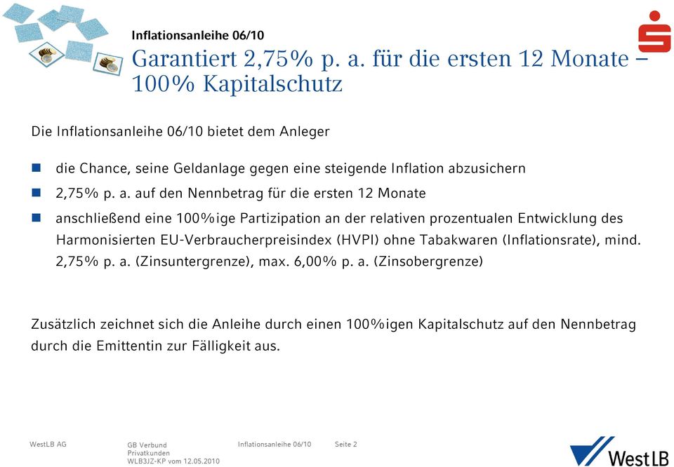 a. auf den Nennbetrag für die ersten 12 Monate anschließend eine 100%ige Partizipation an der relativen prozentualen Entwicklung des Harmonisierten