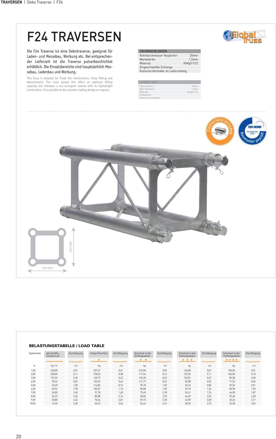 This Truss is adapted for Trade Fair Construction, Shop Fitting and Advertisment.