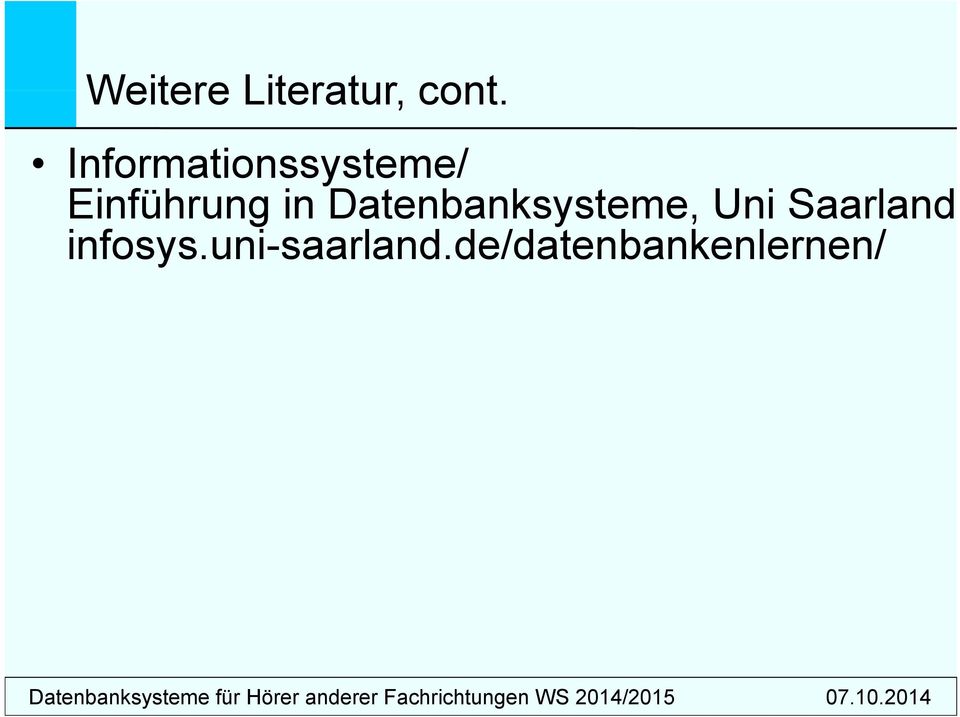 in Datenbanksysteme, Uni Saarland