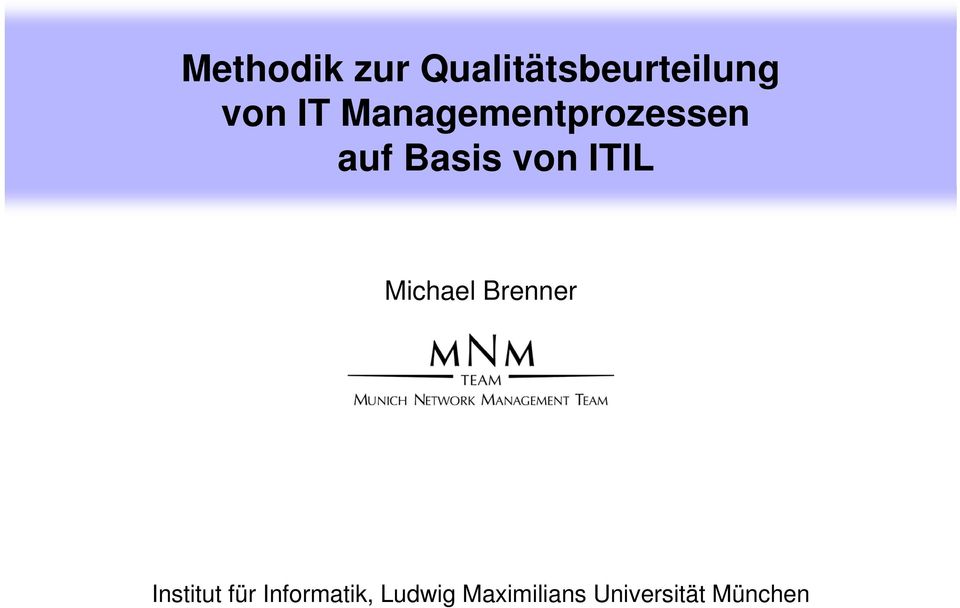 ITIL Michael Brenner Institut für