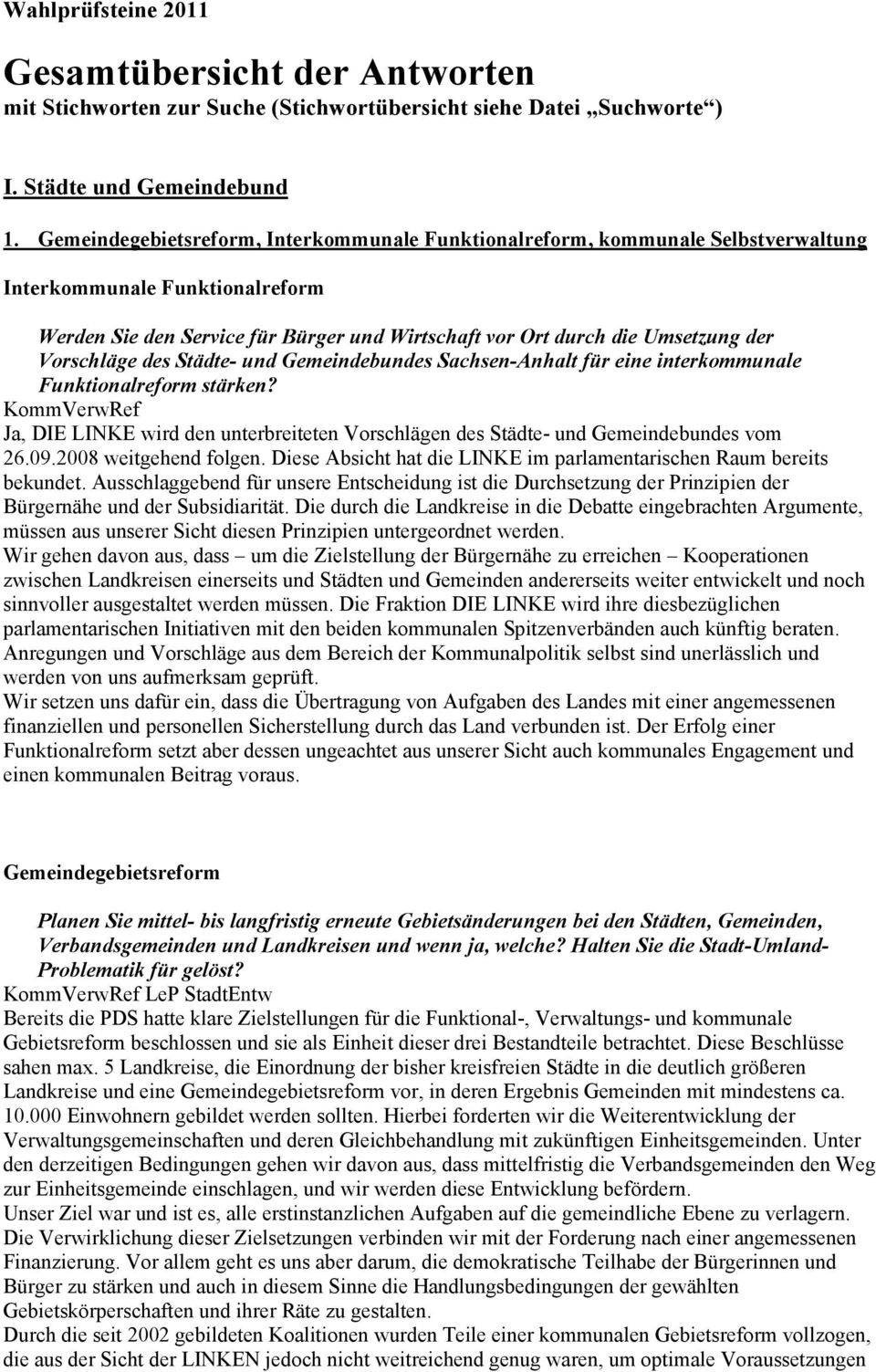 Vorschläge des Städte- und Gemeindebundes Sachsen-Anhalt für eine interkommunale Funktionalreform stärken?
