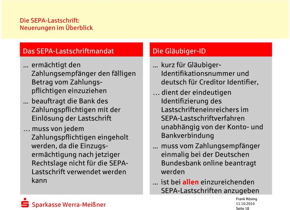 SEPA- Lastschrift verwendet werden kann Die Gläubiger-ID.