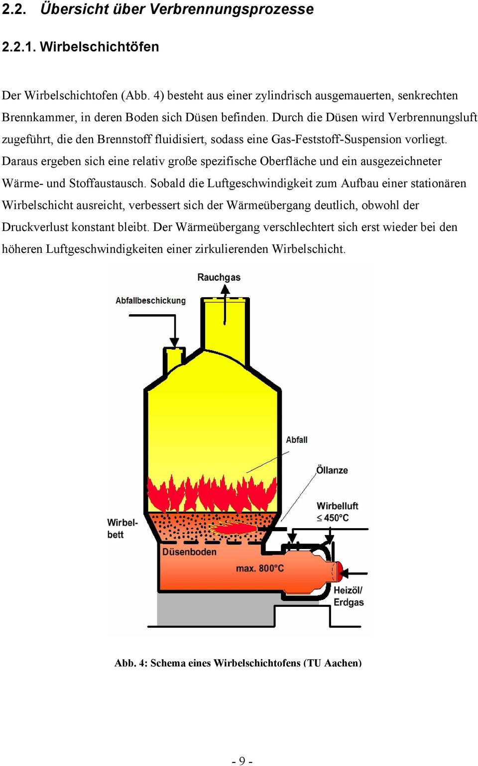 Durch die Düsen wird Verbrennungsluft zugeführt, die den Brennstoff fluidisiert, sodass eine Gas-Feststoff-Suspension vorliegt.