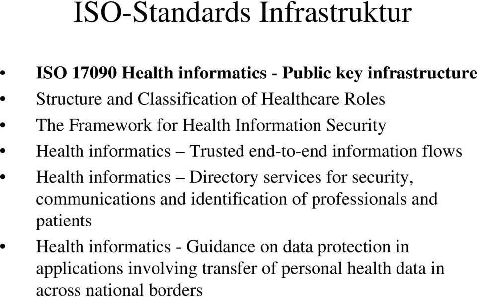 Health informatics Directory services for security, communications and identification of professionals and patients