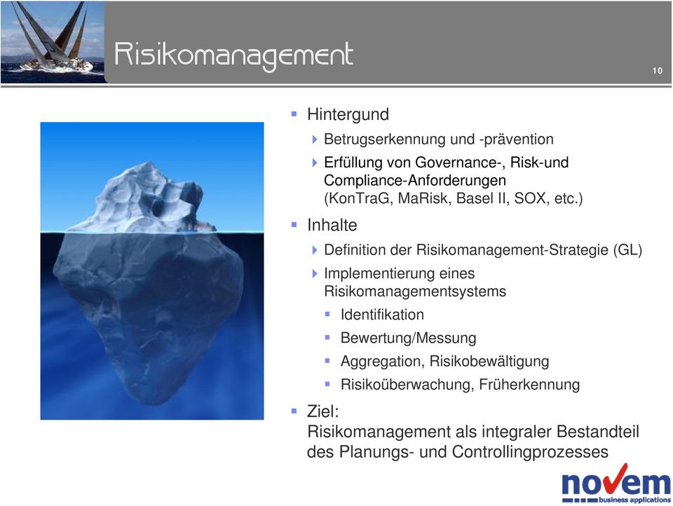 ) Inhalte Definition der Risikomanagement-Strategie (GL) Implementierung eines Risikomanagementsystems