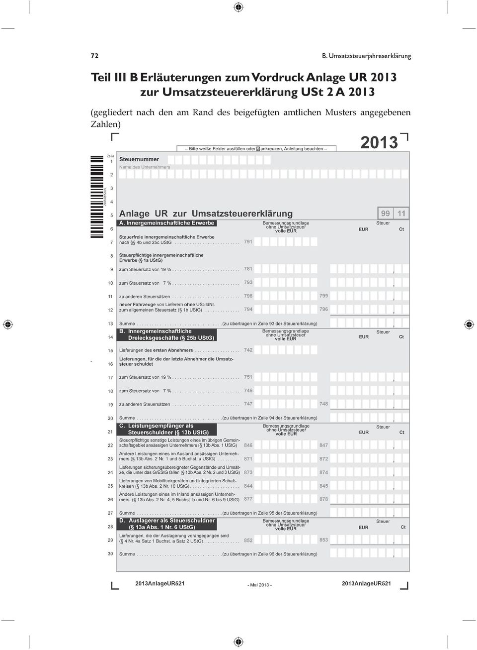 Umsatzsteuererklärung USt 2 A 2013 (gegliedert nach