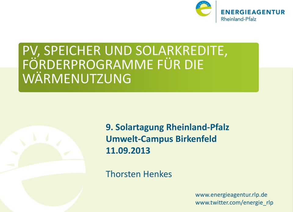 Solartagung Rheinland-Pfalz Umwelt-Campus