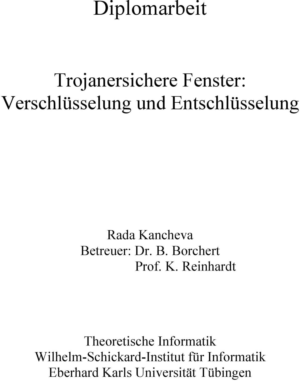 K. Reinhardt Theoretische Informatik