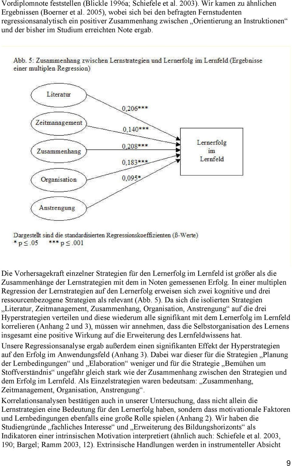 Die Vorhersagekraft einzelner Strategien für den Lernerfolg im Lernfeld ist größer als die Zusammenhänge der Lernstrategien mit dem in Noten gemessenen Erfolg.