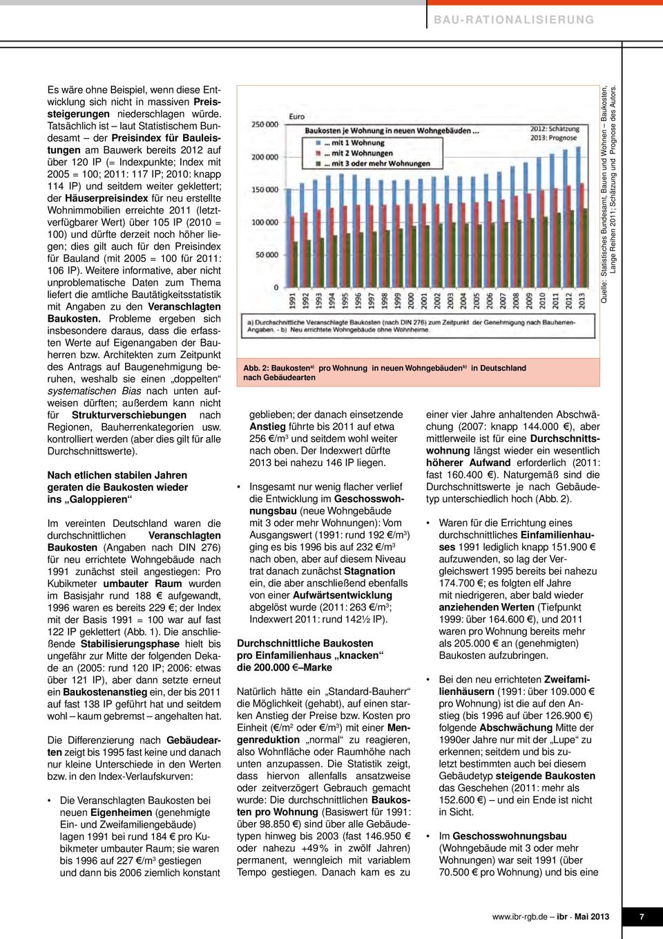 seitdem weiter geklettert; der Häuserpreisindex für neu erstellte Wohnimmobilien erreichte 2011 (letztverfügbarer Wert) über 105 IP (2010 = 100) und dürfte derzeit noch höher liegen; dies gilt auch