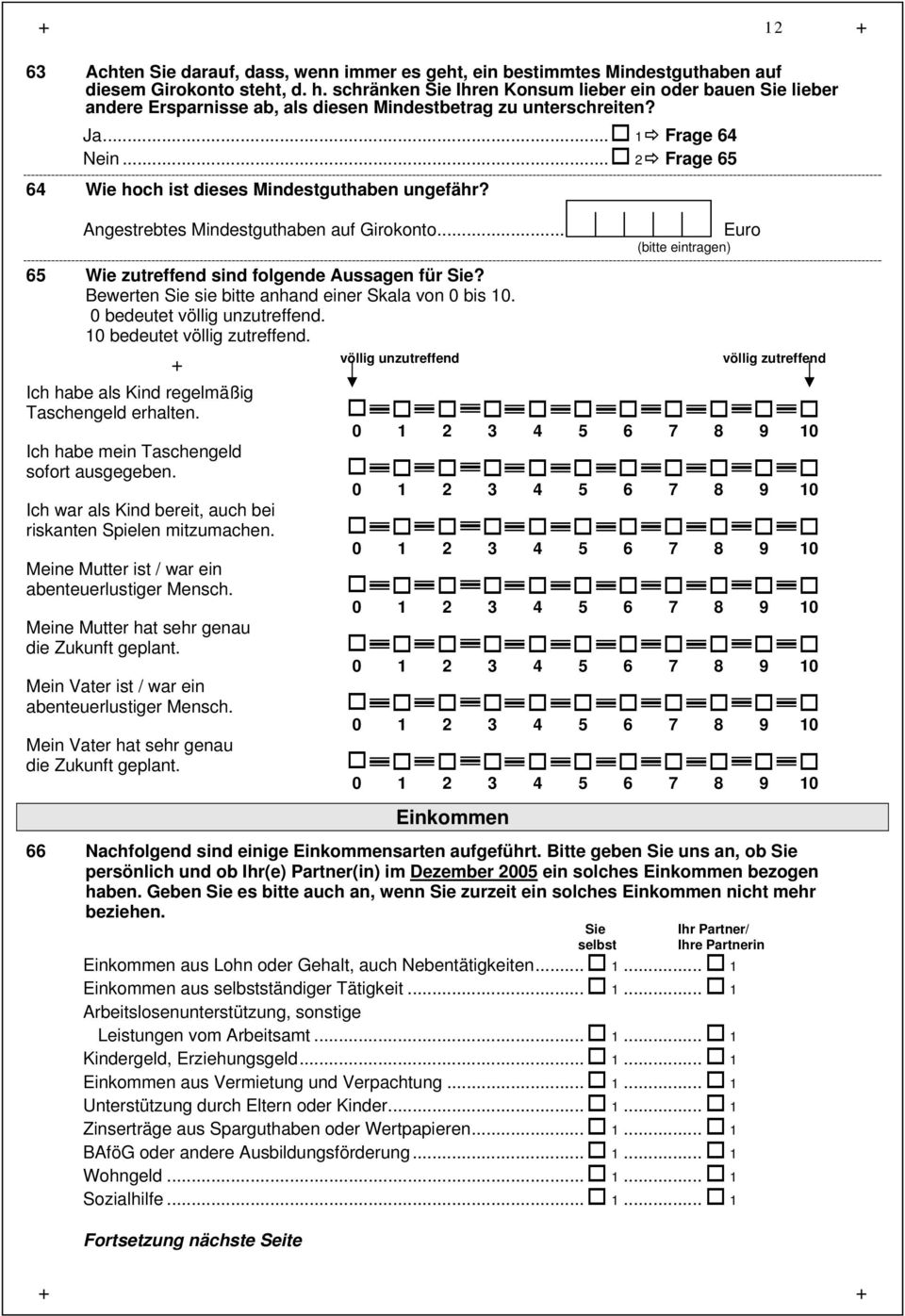 .. 2 Frage 65 64 Wie hoch ist dieses Mindestguthaben ungefähr? Angestrebtes Mindestguthaben auf Girokonto... 65 Wie zutreffend sind folgende Aussagen für?