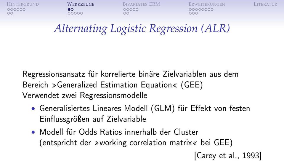 Generalisiertes Lineares Modell (GLM) für Eekt von festen Einussgröÿen auf Zielvariable Modell