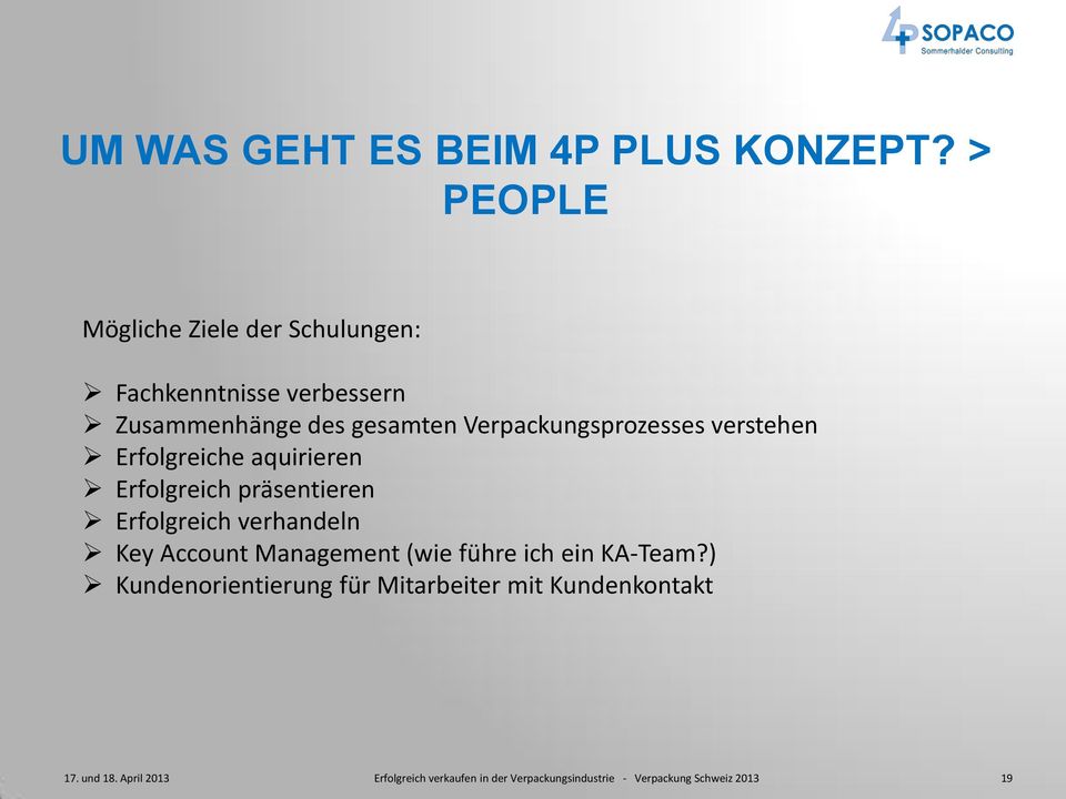 Verpackungsprozesses verstehen Erfolgreiche aquirieren Erfolgreich präsentieren Erfolgreich verhandeln Key