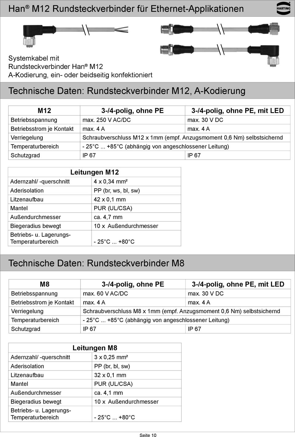 4 A Verriegelung Temperaturbereich Schraubverschluss M12 x 1mm (empf. Anzugsmoment 0,6 Nm) selbstsichernd - 25 C.
