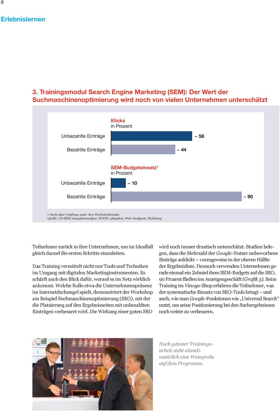 SEM-Budgeteinsatz1 in Prozent Unbezahlte Einträge ~ 10 ~ 90 Bezahlte Einträge 1 Nach einer Umfrage unter 800 Werbetreibenden Quelle: US SEM Ausgabenanalyse; BVDW; phaydon; Web Analysen; McKinsey