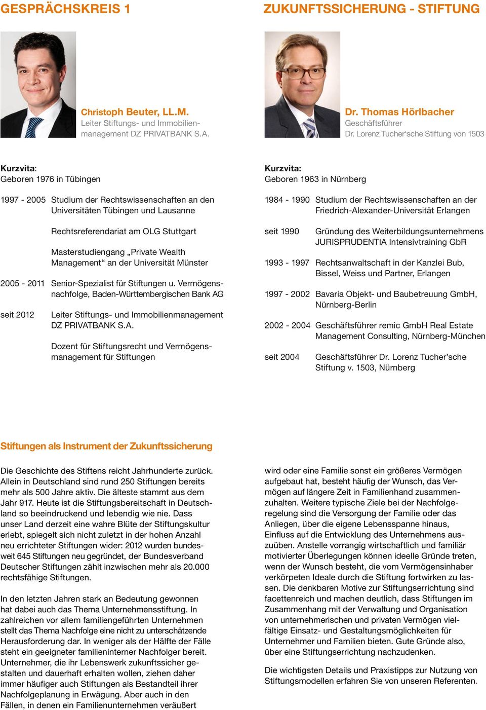Masterstudiengang Private Wealth Management an der Universität Münster 2005-2011 Senior-Spezialist für Stiftungen u.