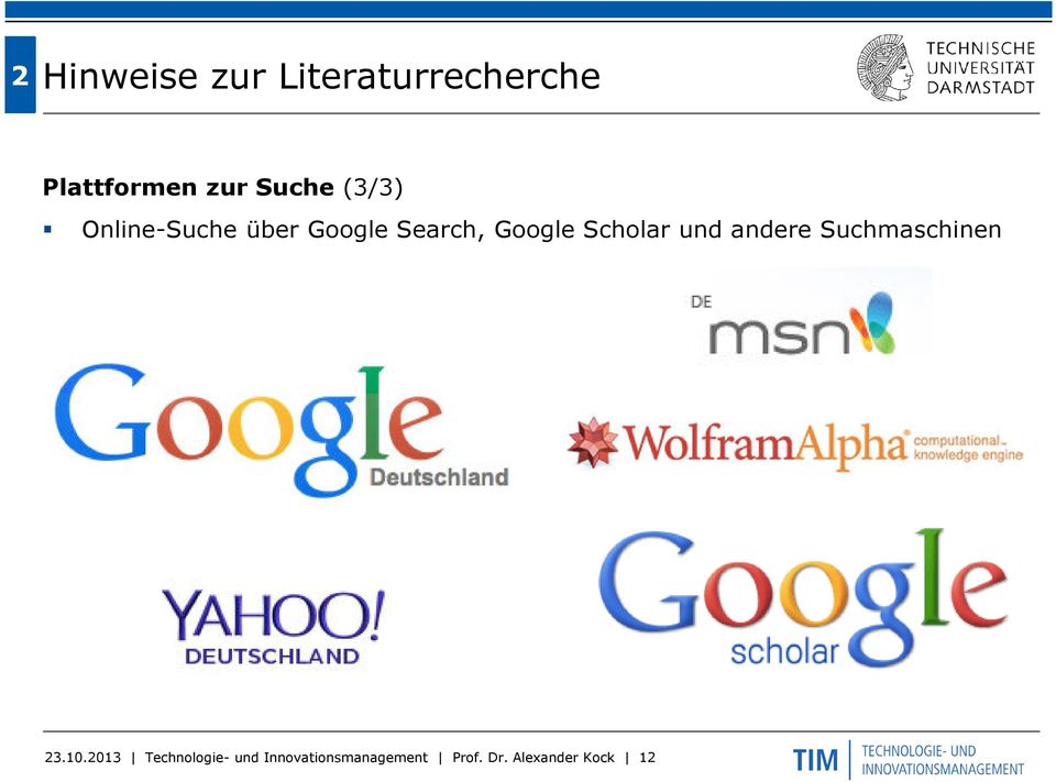 Scholar und andere Suchmaschinen 23.10.