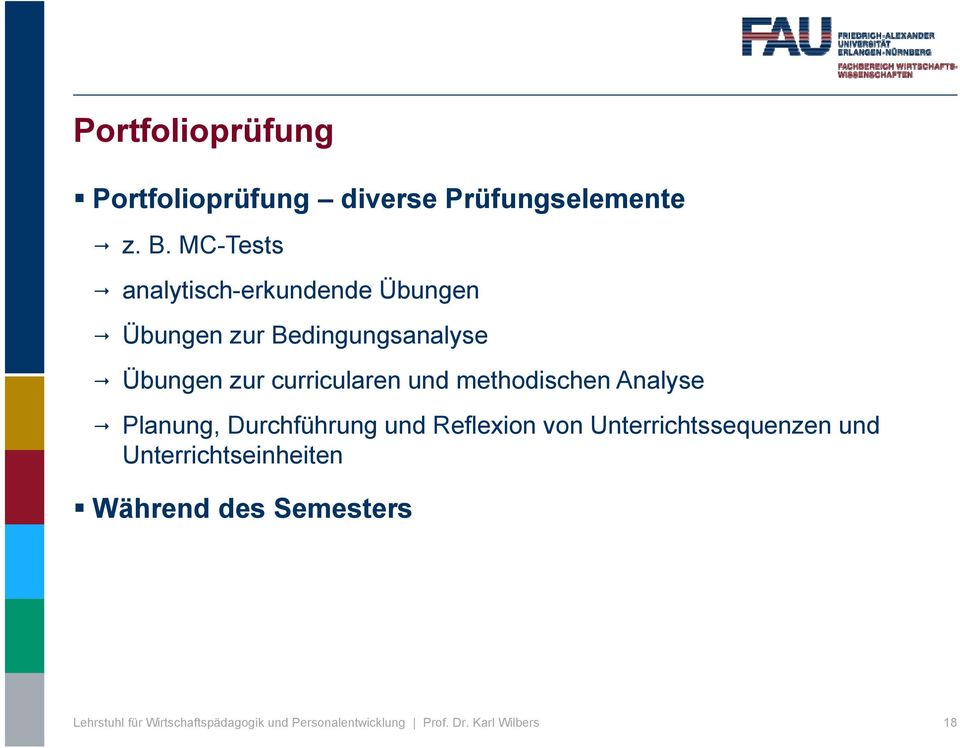 Übungen zur curricularen und methodischen Analyse Planung, Durchführung