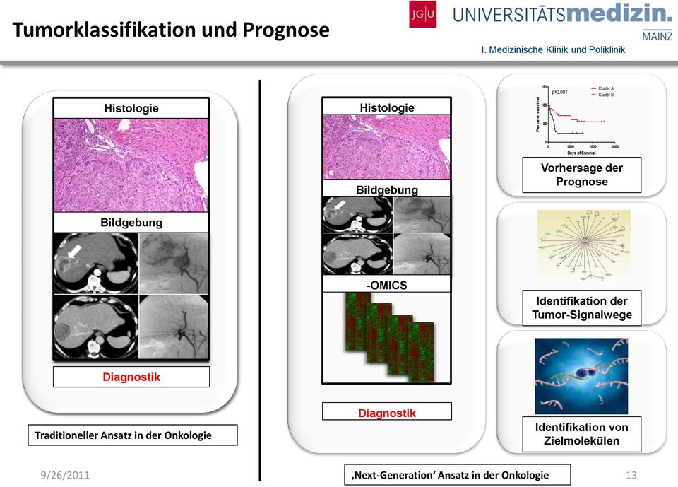 Prognose Bildgebung -OMICS Identifikation der Tumor-Signalwege Diagnostik Traditioneller Ansatz