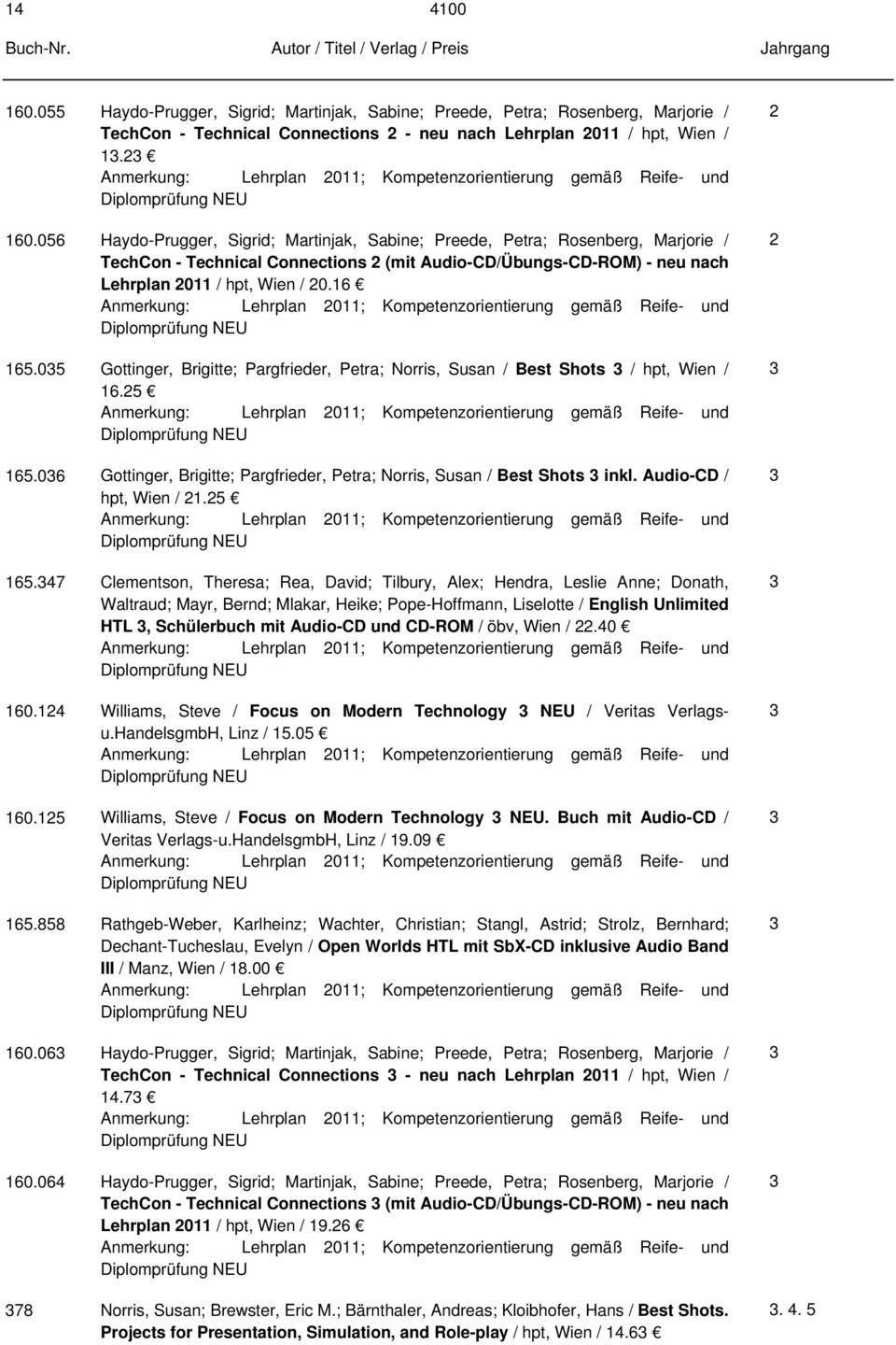 056 Haydo-Prugger, Sigrid; Martinjak, Sabine; Preede, Petra; Rosenberg, Marjorie / TechCon - Technical Connections (mit Audio-CD/Übungs-CD-ROM) - neu nach Lehrplan 0 / hpt, Wien / 0.