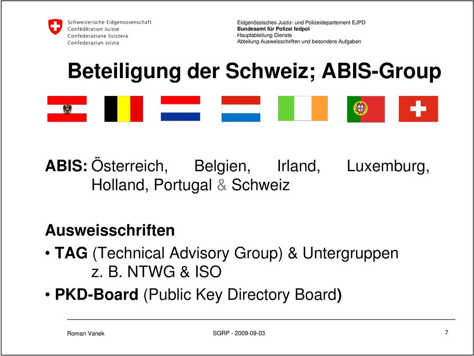 Ausweisschriften TAG (Technical Advisory Group) &
