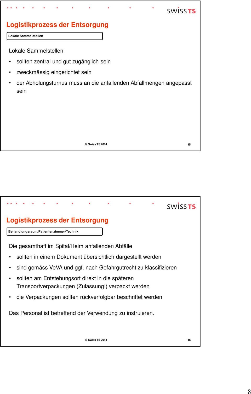 sollten in einem Dokument übersichtlich dargestellt werden sind gemäss VeVA und ggf.