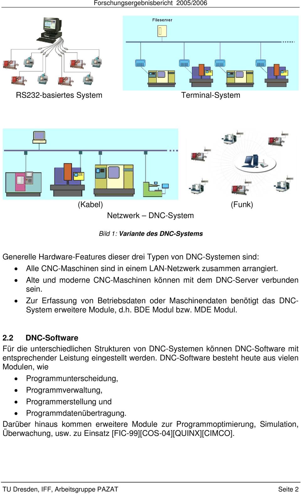 Zur Erfassung von Betriebsdaten oder Maschinendaten benötigt das DNC- System erweitere Module, d.h. BDE Modul bzw. MDE Modul. 2.