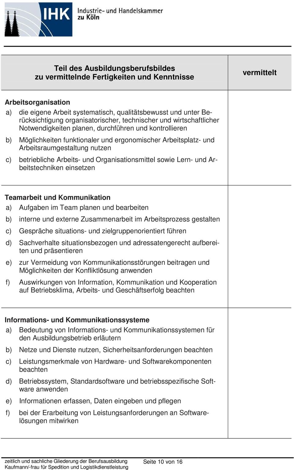 einsetzen Teamarbeit und Kommunikation a) Aufgaben im Team planen und bearbeiten b) interne und externe Zusammenarbeit im Arbeitsprozess gestalten c) Gespräche situations- und zielgruppenorientiert