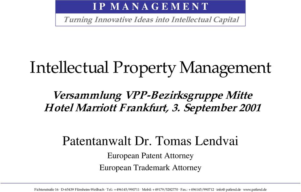 September 2001 European Patent Attorney European Trademark Attorney