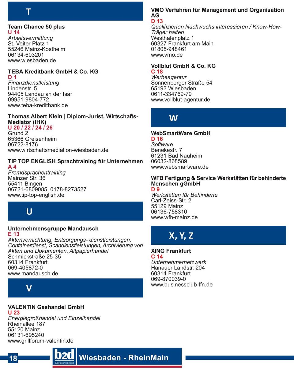 wirtschaftsmediation-wiesbaden.de TIP TOP ENGLISH Sprachtraining für Unternehmen A 4 Fremdsprachentraining Mainzer Str. 36 55411 Bingen 06721-6809085, 0178-8273527 www.tip-top-english.