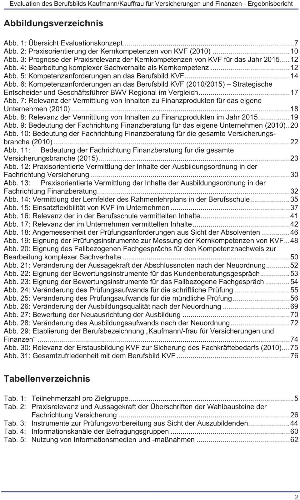 .. 14 Abb. 6: Kompetenzanforderungen an das Berufsbild KVF (2010/2015) Strategische Entscheider und Geschäftsführer BWV Regional im Vergleich... 17 Abb.