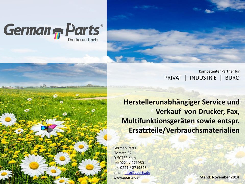 Ersatzteile/Verbrauchsmaterialien German Parts Florastr.