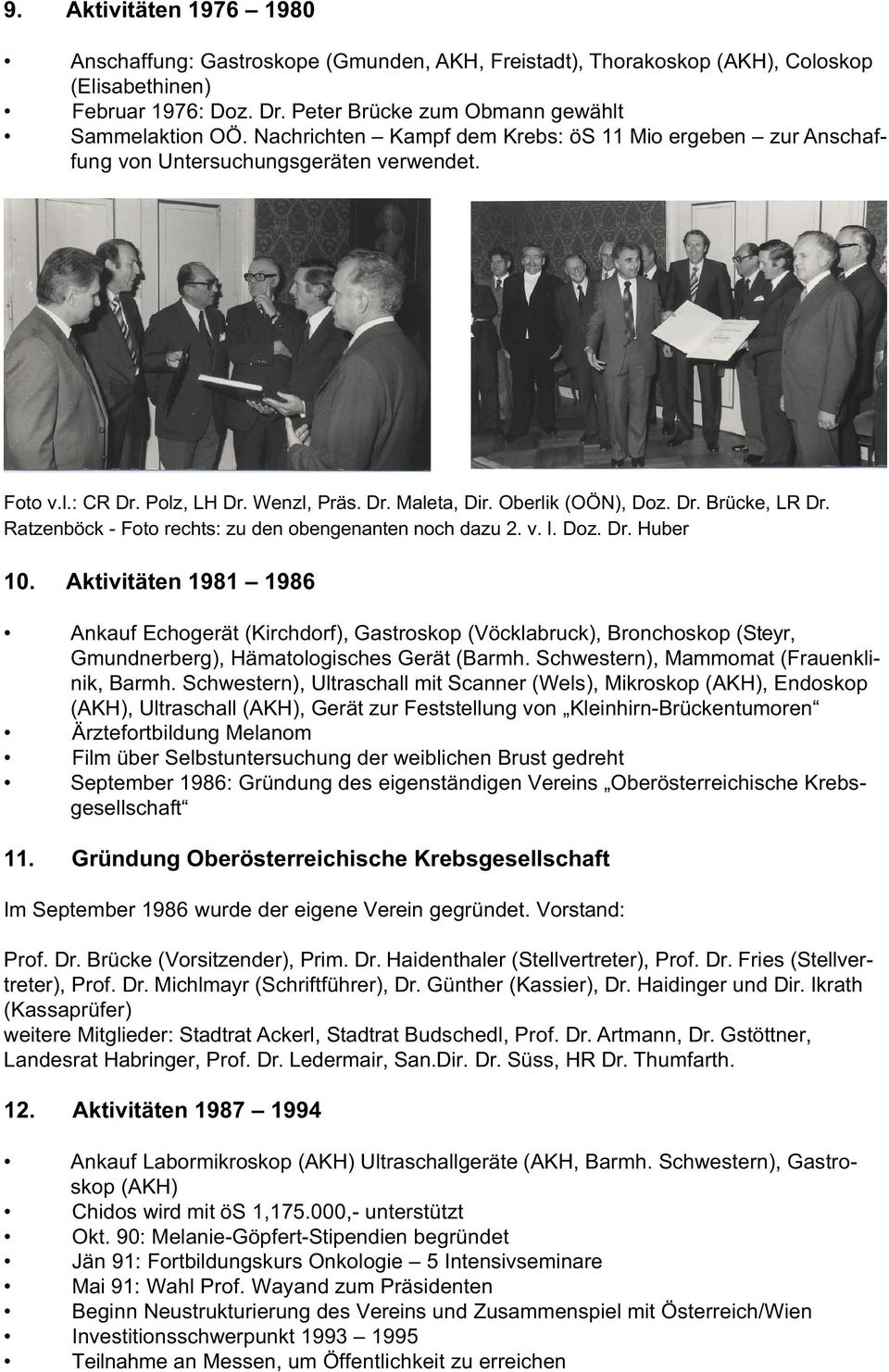 Ratzenböck - Foto rechts: zu den obengenanten noch dazu 2. v. l. Doz. Dr. Huber 10.
