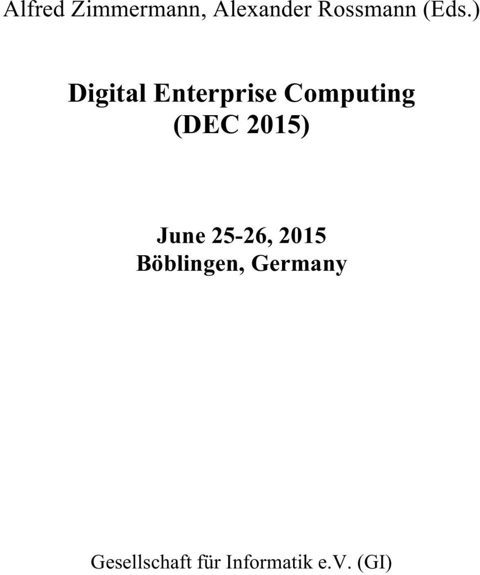 (DEC 2015) June 25-26, 2015 Böblingen,