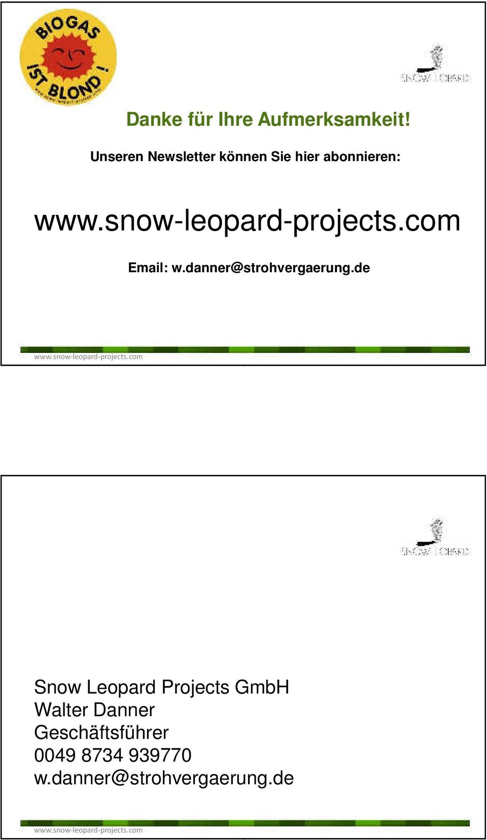 wwwsnow-leopard-projectscom Email: wdanner@strohvergaerungde