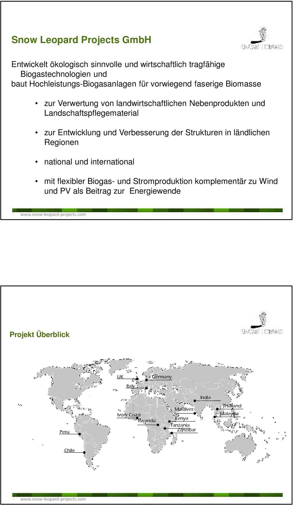 ländlichen Regionen national und international mit flexibler Biogas- und Stromproduktion komplementär zu Wind und PV als Beitrag zur Energiewende