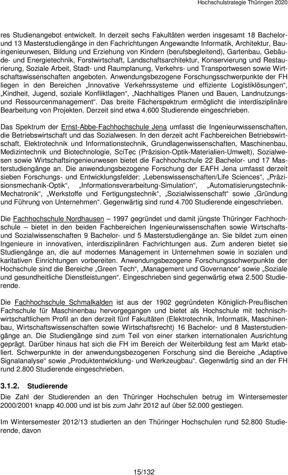 (berufsbegleitend), Gartenbau, Gebäude- und Energietechnik, Forstwirtschaft, Landschaftsarchitektur, Konservierung und Restaurierung, Soziale Arbeit, Stadt- und Raumplanung, Verkehrs- und