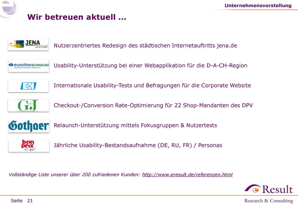 Corporate Website Checkout-/Conversion Rate-Optimierung für 22 Shop-Mandanten des DPV Relaunch-Unterstützung mittels Fokusgruppen &