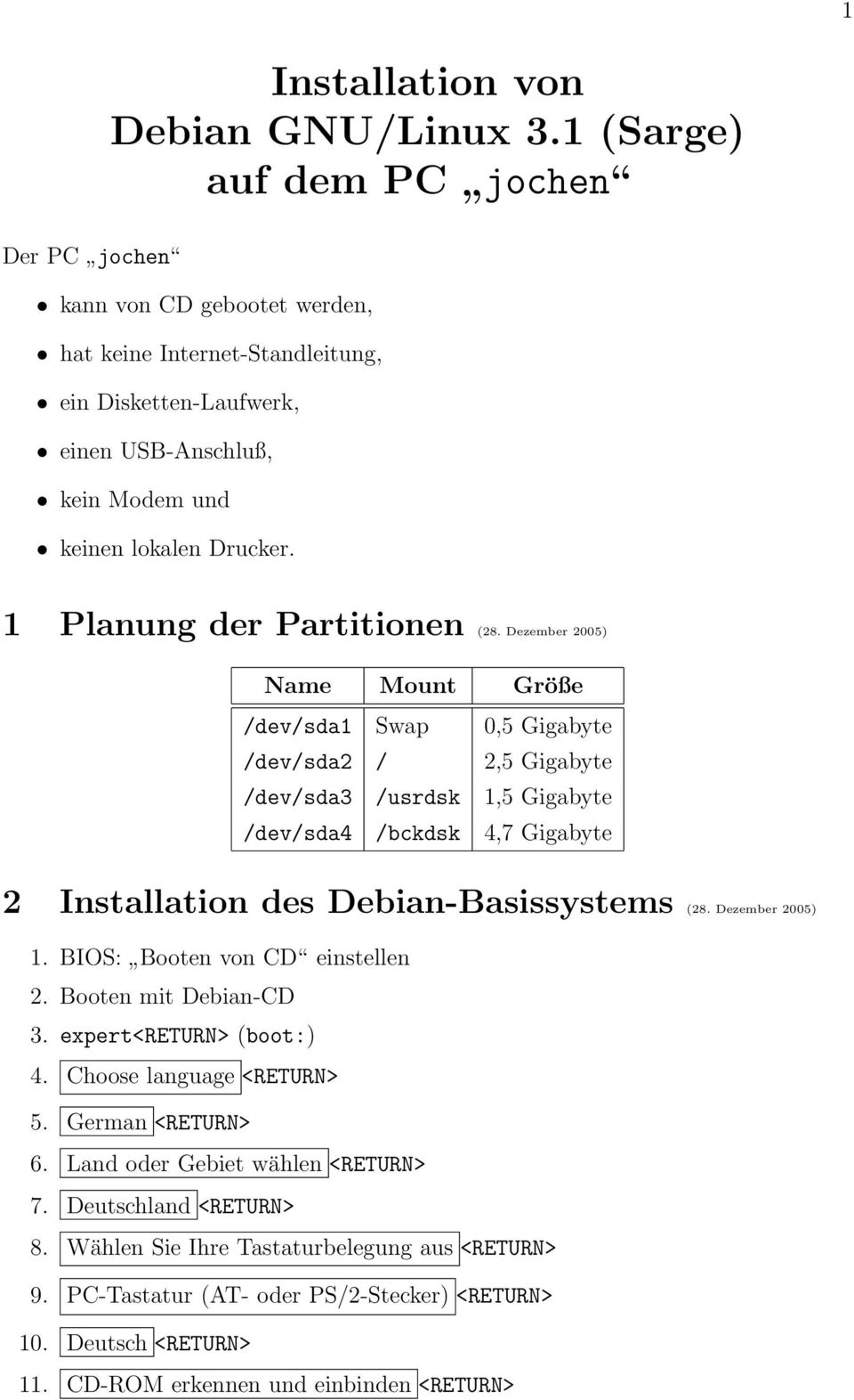 1 Planung der Partitionen (28.