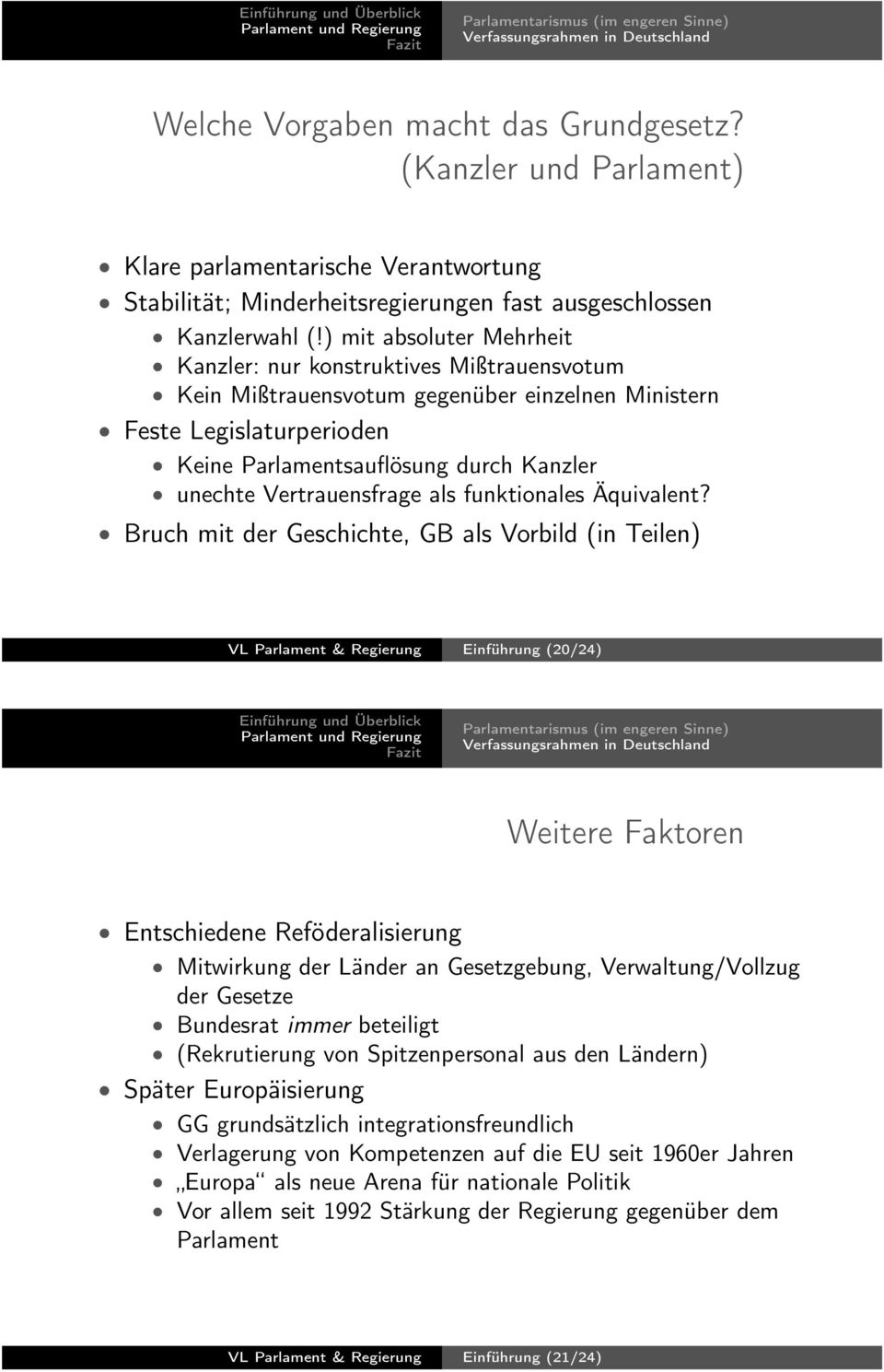 Vertrauensfrage als funktionales Äquivalent?