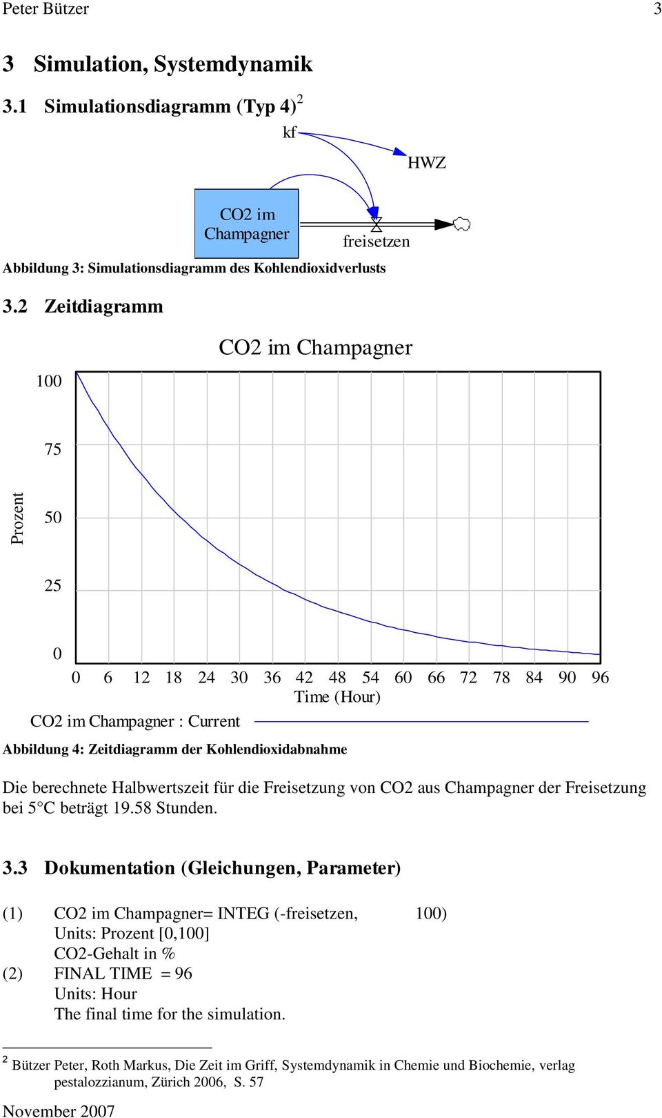 Halbwertszeit für die Freisetzung von CO2 aus Champagner der Freisetzung bei 5 C beträgt 19.58 Stunden. 3.