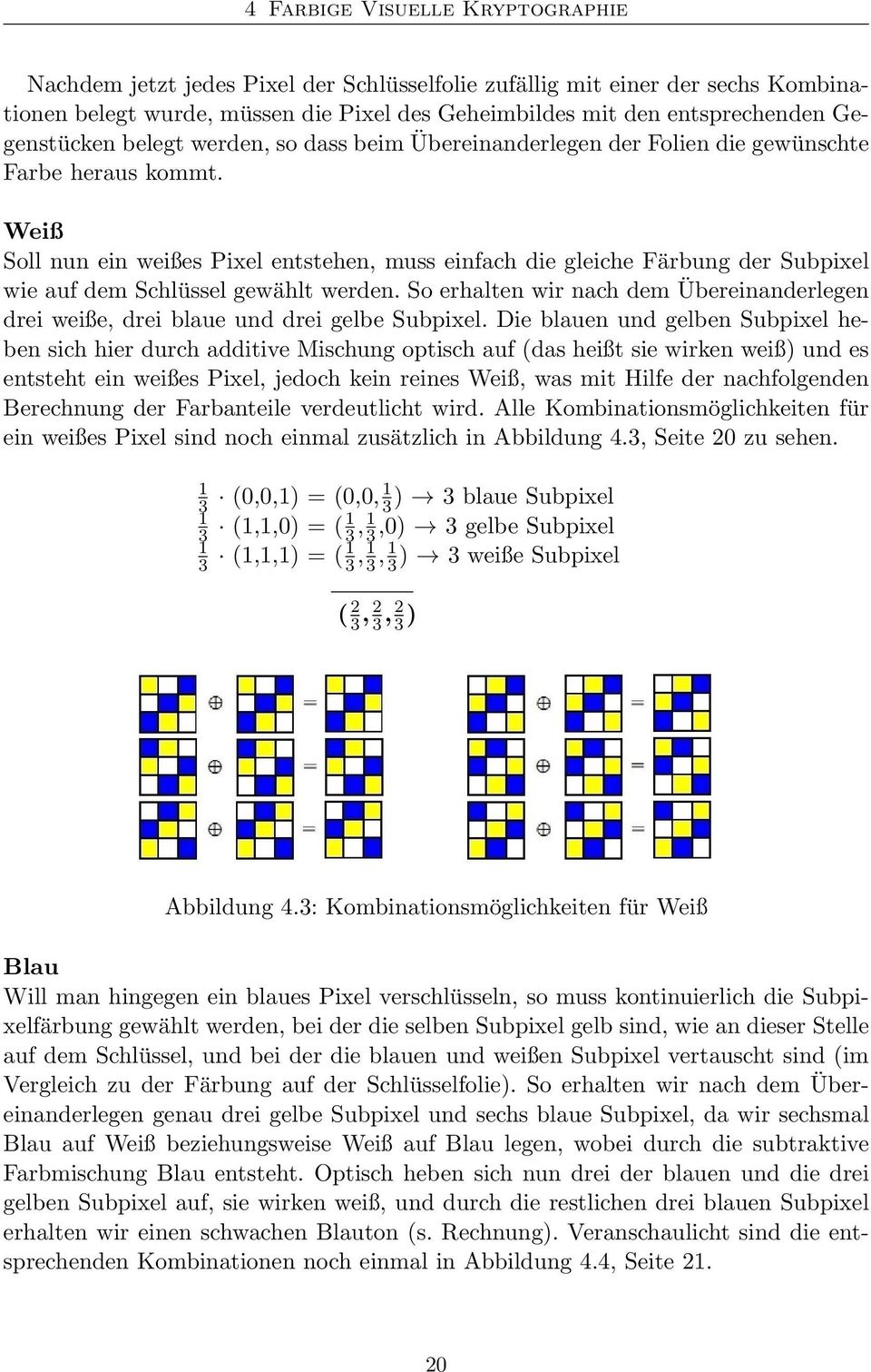 Weiß Soll nun ein weißes Pixel entstehen, muss einfach die gleiche Färbung der Subpixel wie auf dem Schlüssel gewählt werden.