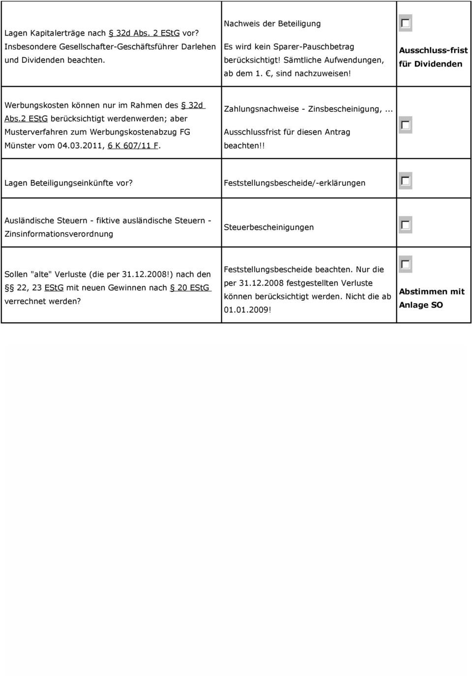2 EStG berücksichtigt werdenwerden; aber Musterverfahren zum Werbungskostenabzug FG Münster vom 04.03.2011, 6 K 607/11 F. Zahlungsnachweise - Zinsbescheinigung,.
