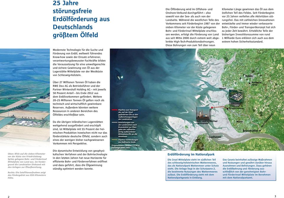 Die Ölförderung wird im Offshore- und Onshore-Verbund durchgeführt also sowohl von der See- als auch von der Landseite.