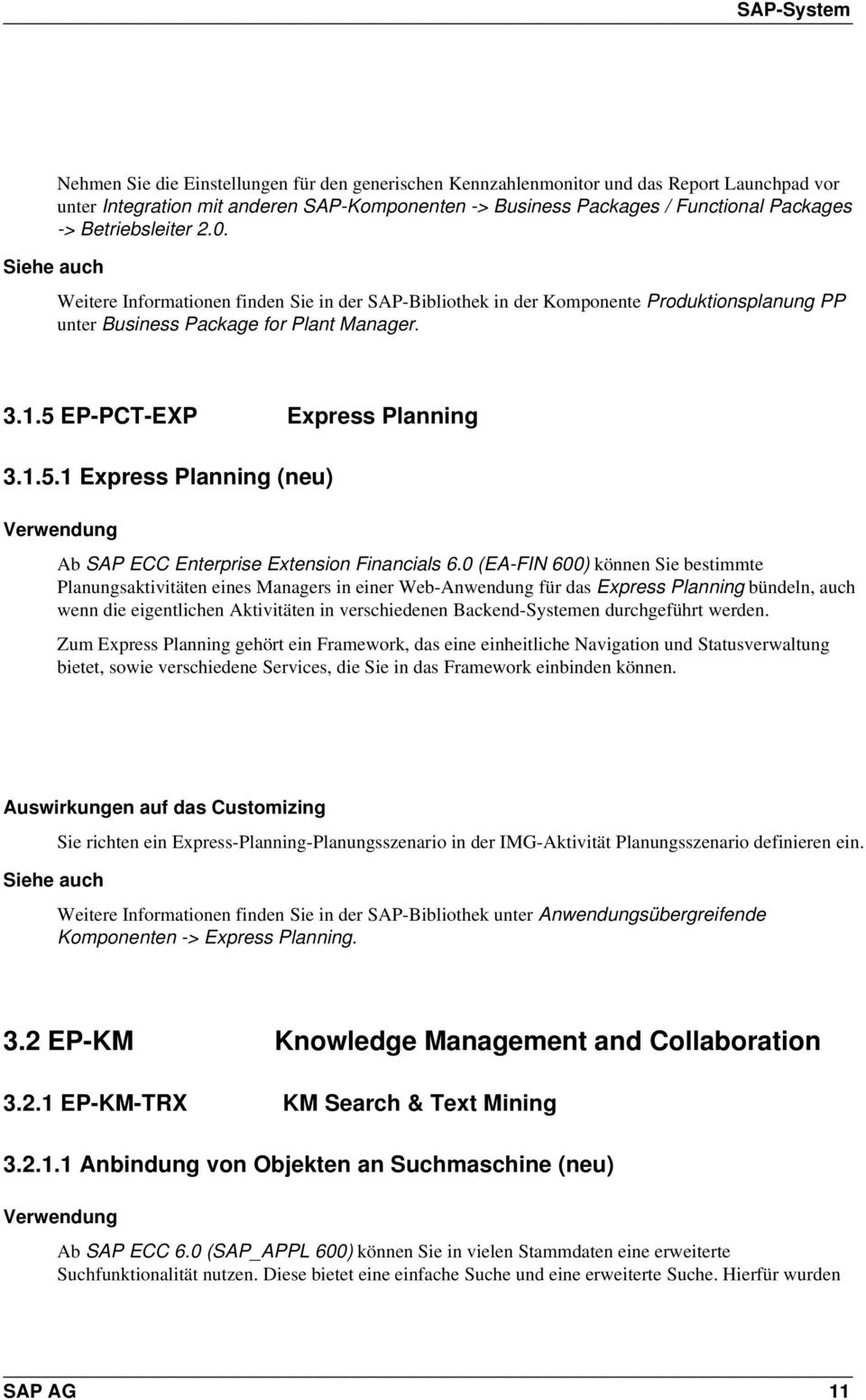 EP-PCT-EXP Express Planning 3.1.5.1 Express Planning (neu) Ab SAP ECC Enterprise Extension Financials 6.